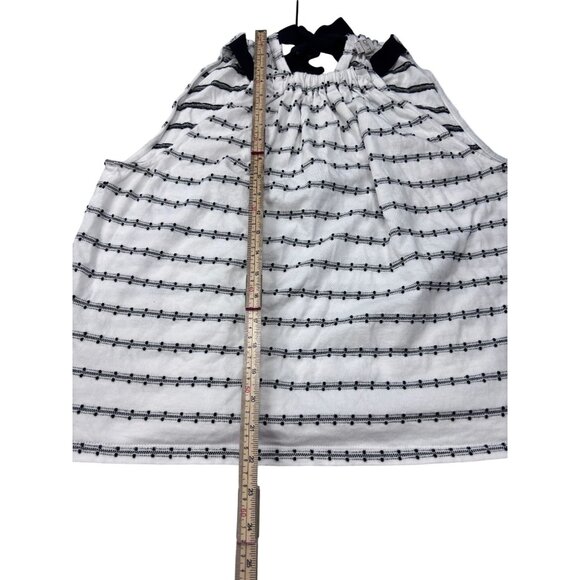 Loft Womens Black & White Striped Sleeveless Halter Top With Bow Tie Neck - Picture 7 of 8